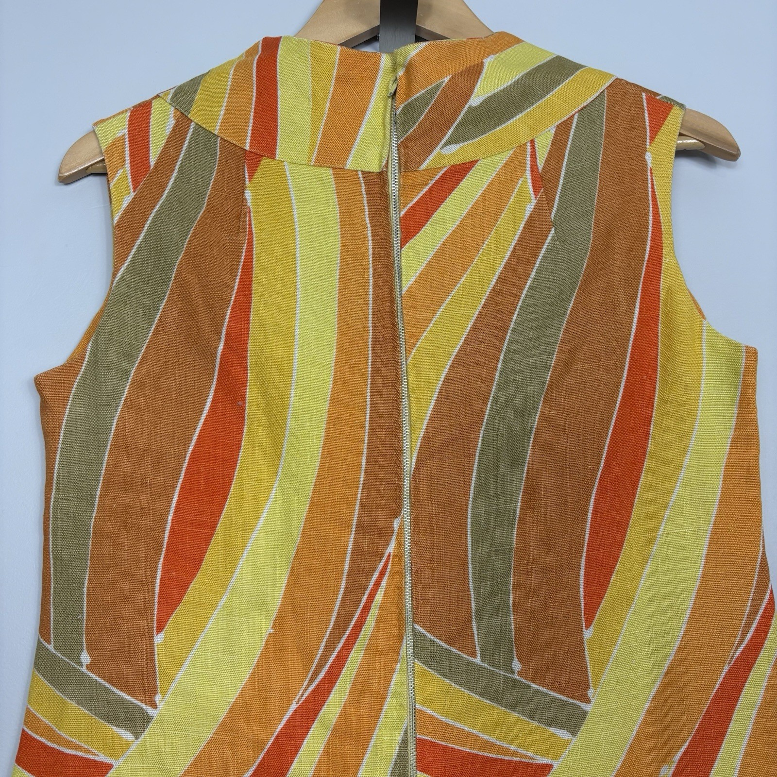 Vtg 60s Mod Sleeveless Shift Dress Psychedelic Abstract Geometric Colorful