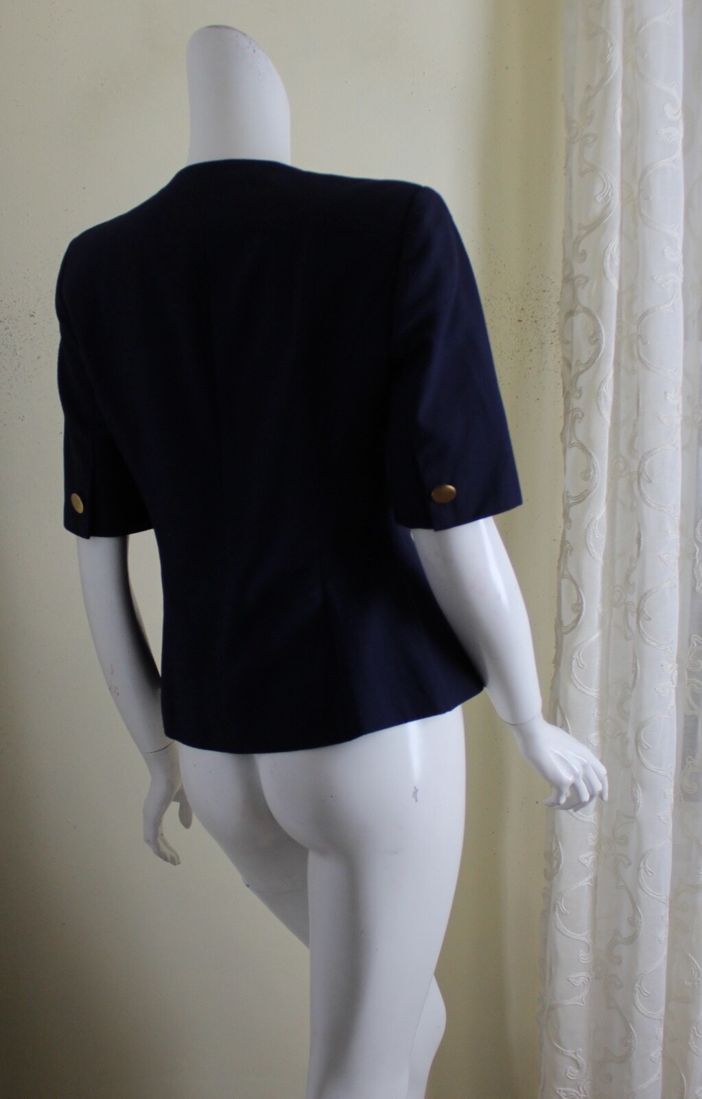 Guy Laroche Sz 38 4/6 Vintage 80s 90s Navy Blue Fitted Blazer Jacket