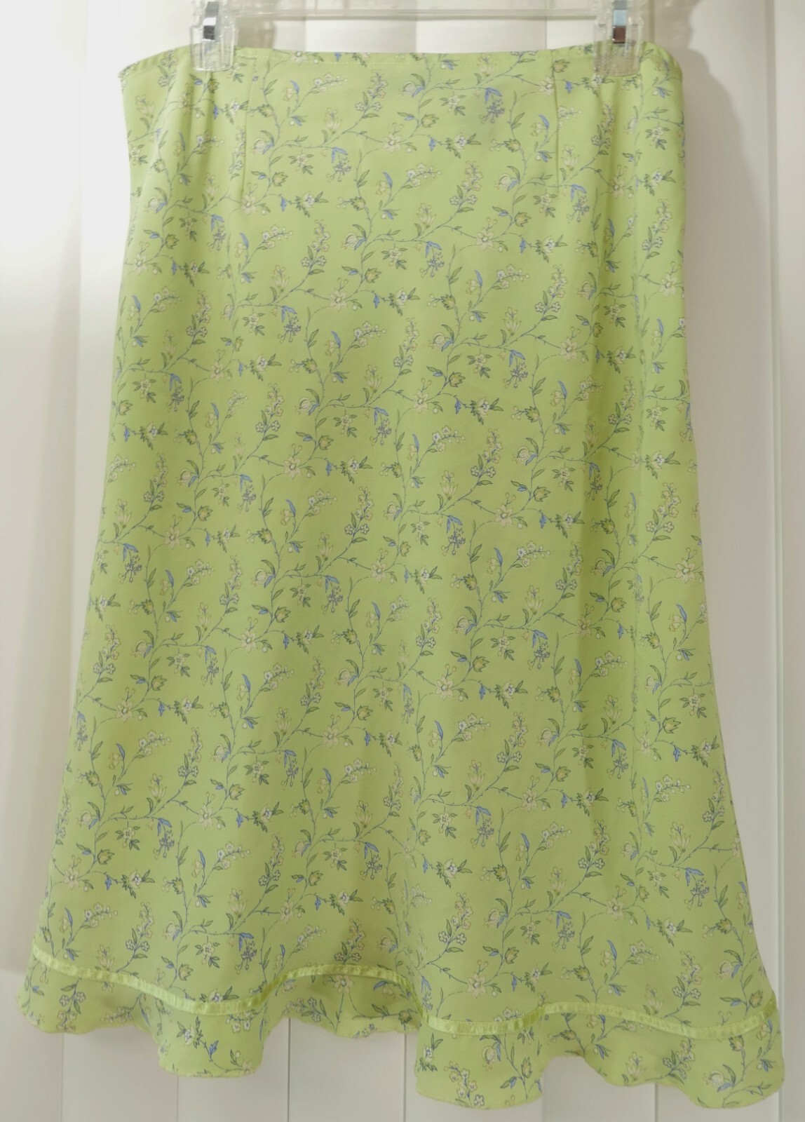 Vintage 90s Express World Brand Lemon Lime Yellow Flower Skirt Ribbon Trim NWT