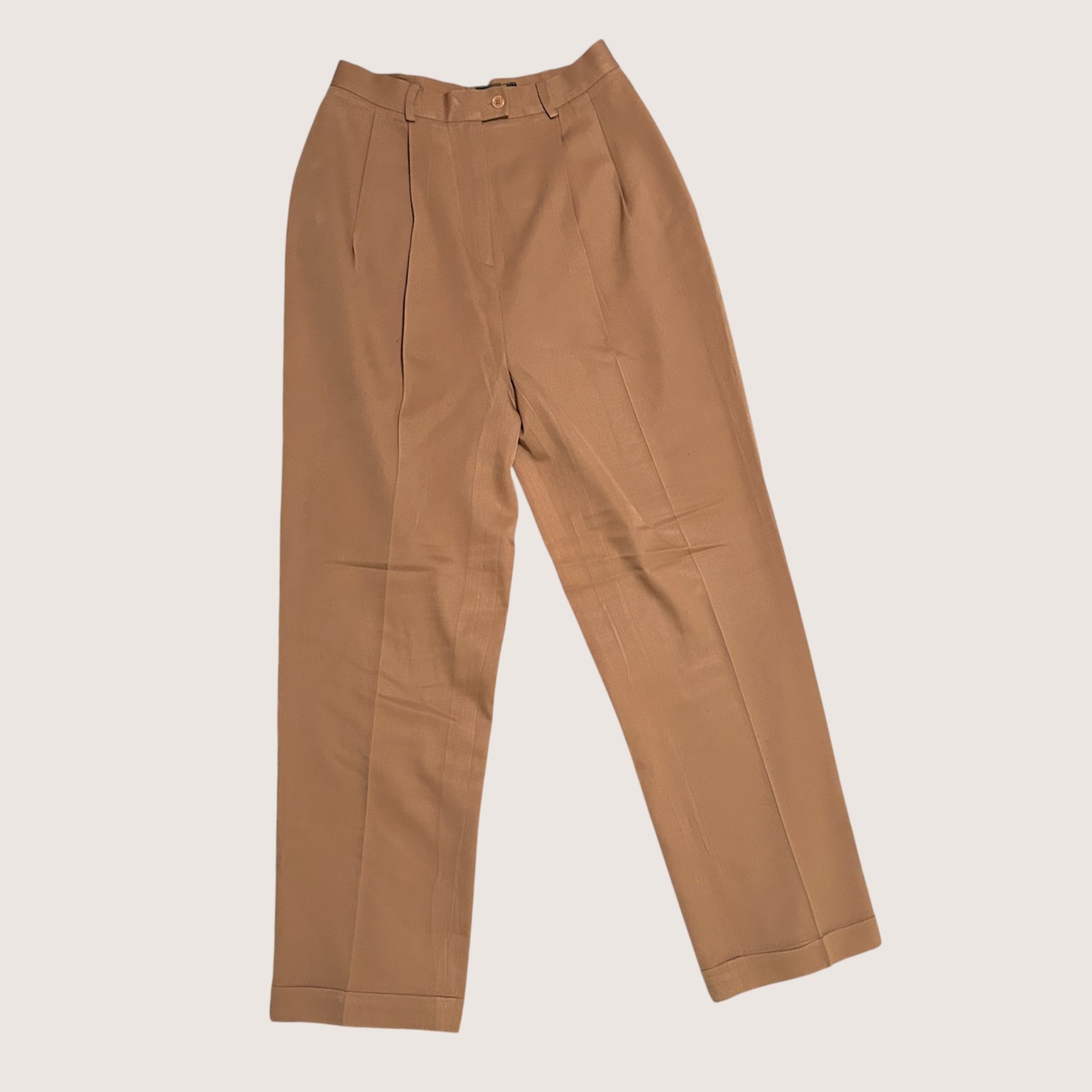 Embassy Row Camel Wool Dress Pants Women’s Vintage Tailored Slacks