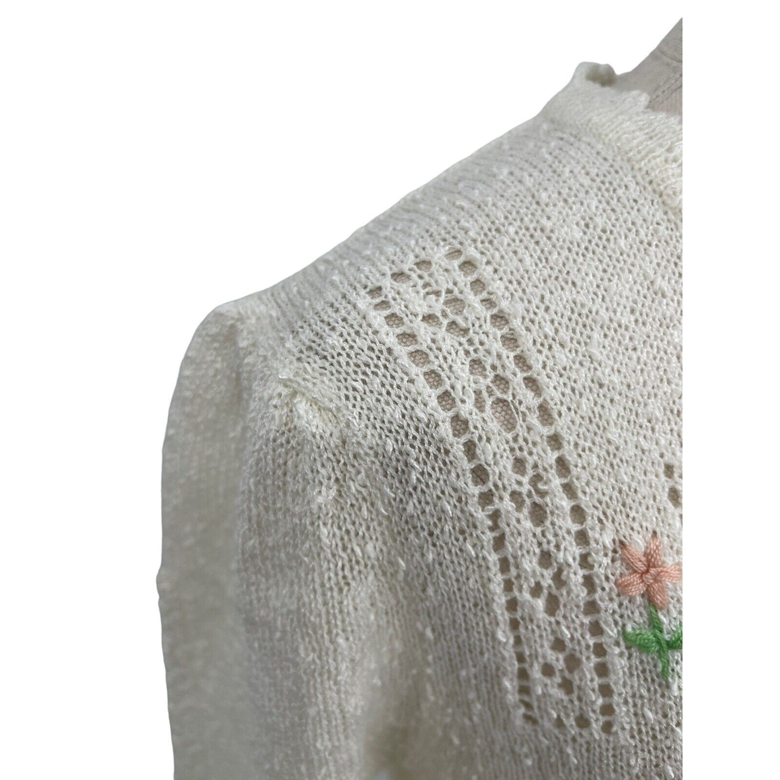 NWT Vintage Joni Blair Dress Boucle Knit Sweater Embroidered Flowers Medium