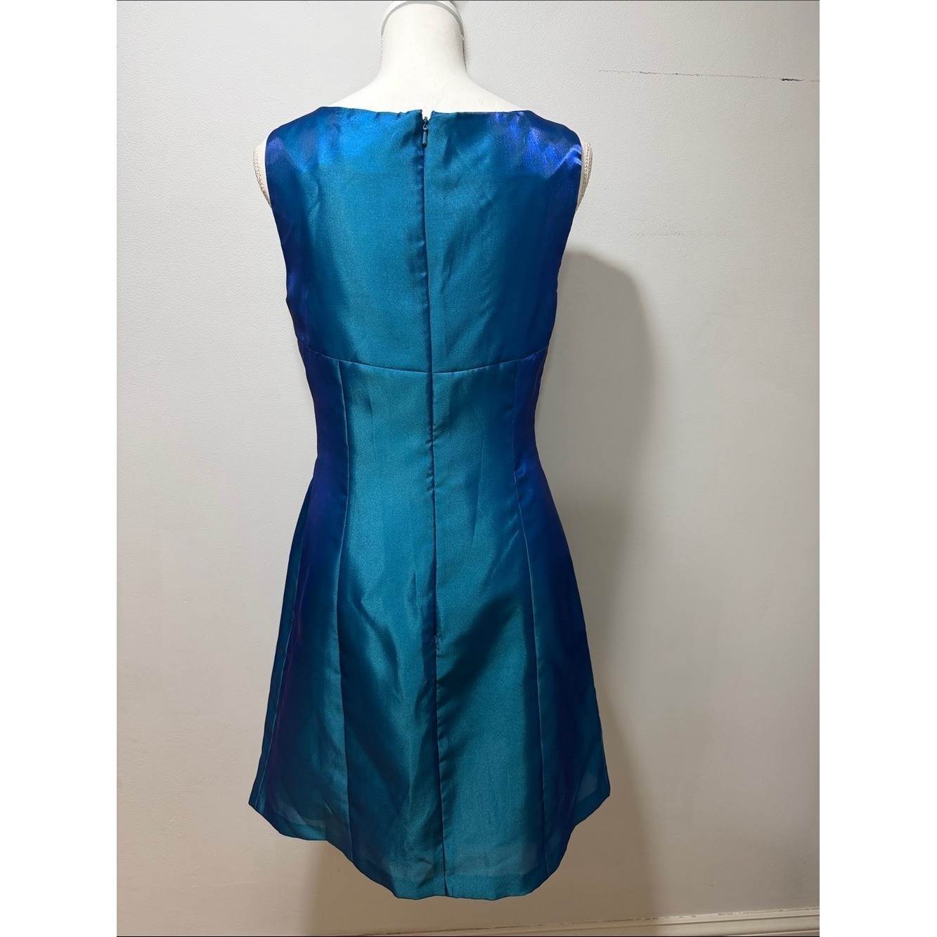 VTG Adrianna Papell Satin Square Neck Dress Coquette Princess Babydoll 8 Evening