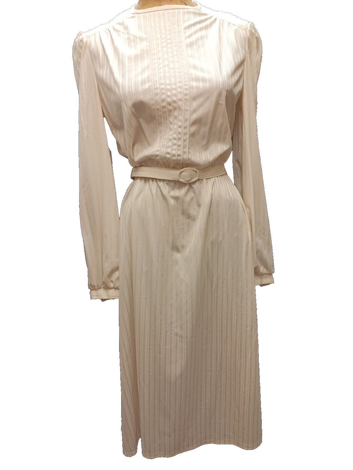 1970’s Cream White Poly Dress & Knit Jacket by Butte M/L NWT