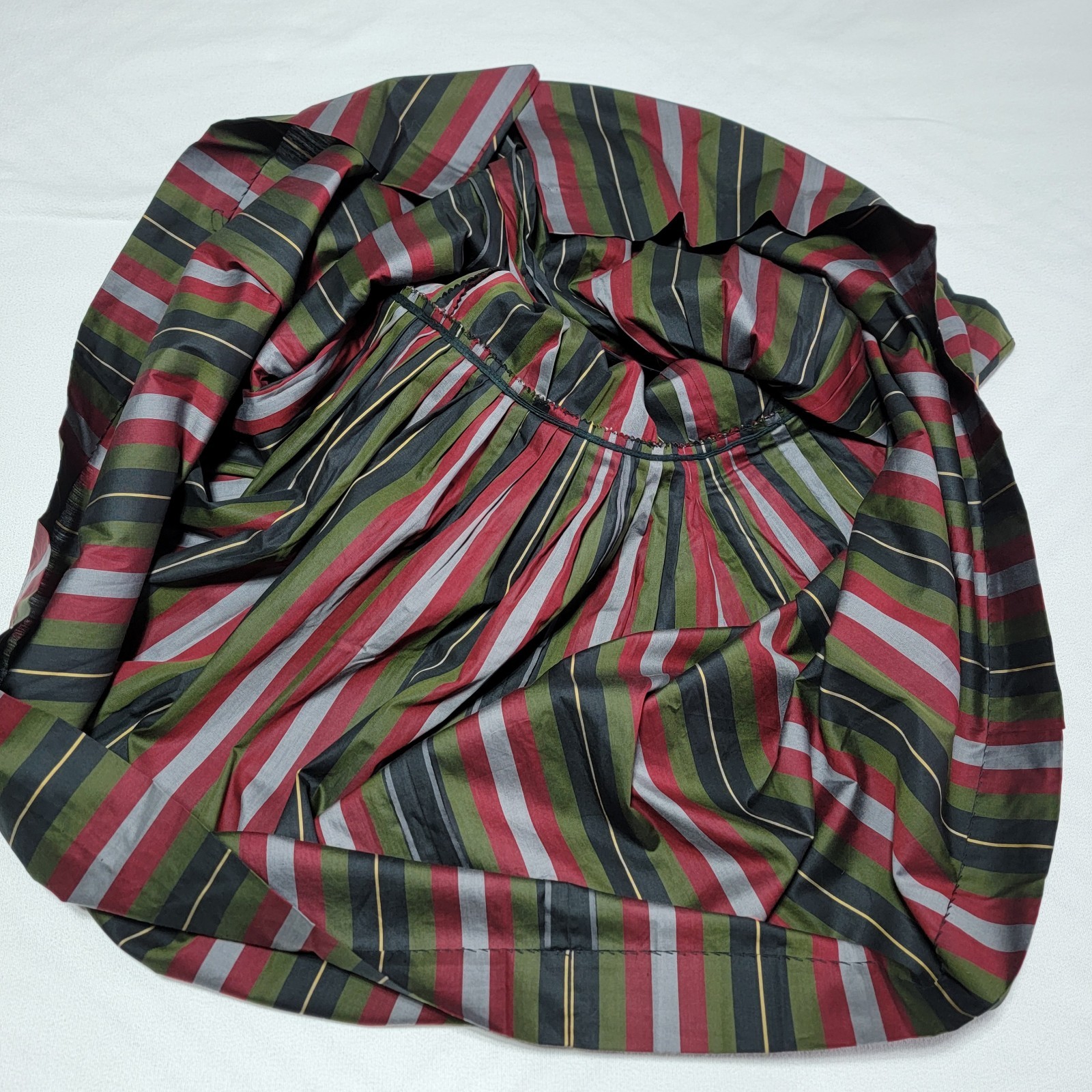 Vintage Bobbie Brooks 60s Striped Day Dress Red Black Green Grey Women Size S/6
