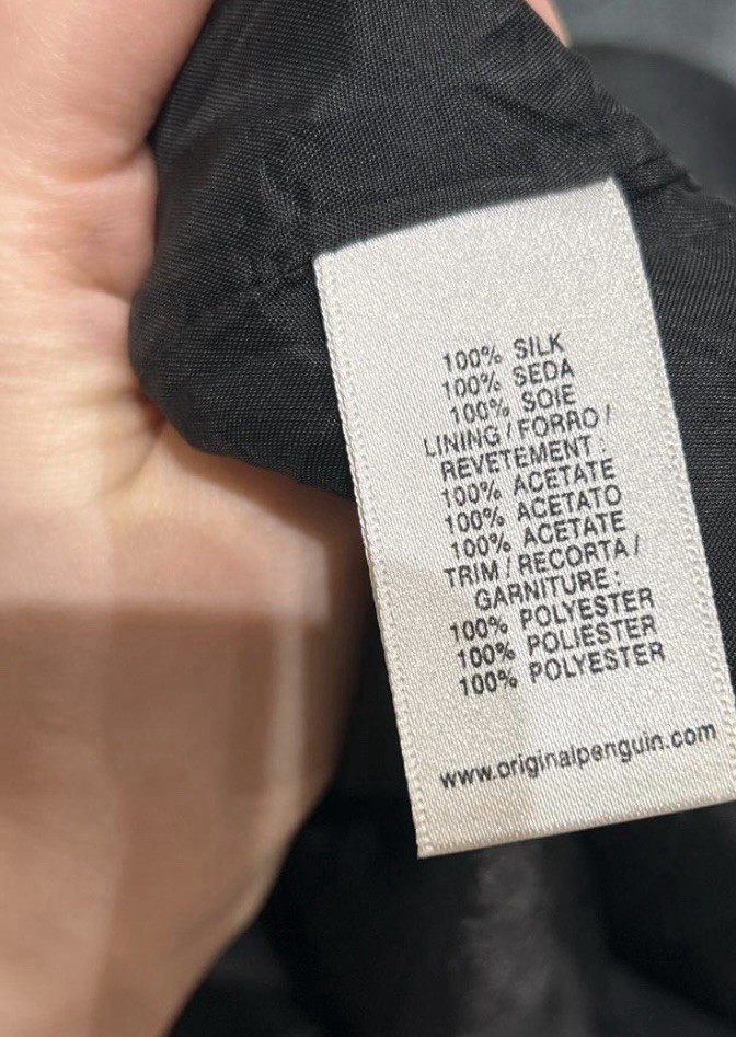 Vintage Original Penguin Silk Dress Size 6 V-Neck Empire Waist Gray Navy