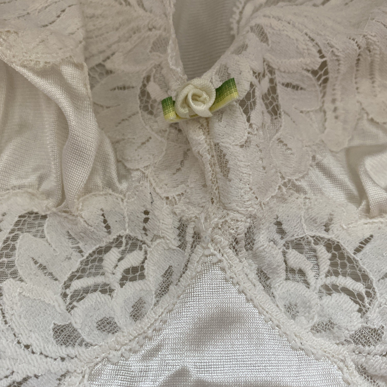 Vtg Vanity Fair Ivory Lace Teddy Bodysuit Small Nylon Sexy One Piece Lingerie