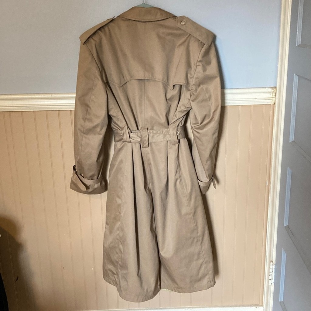 Galaxy Trench Coat Vintage Long Women’s Tan Sz 44 Wool-lined