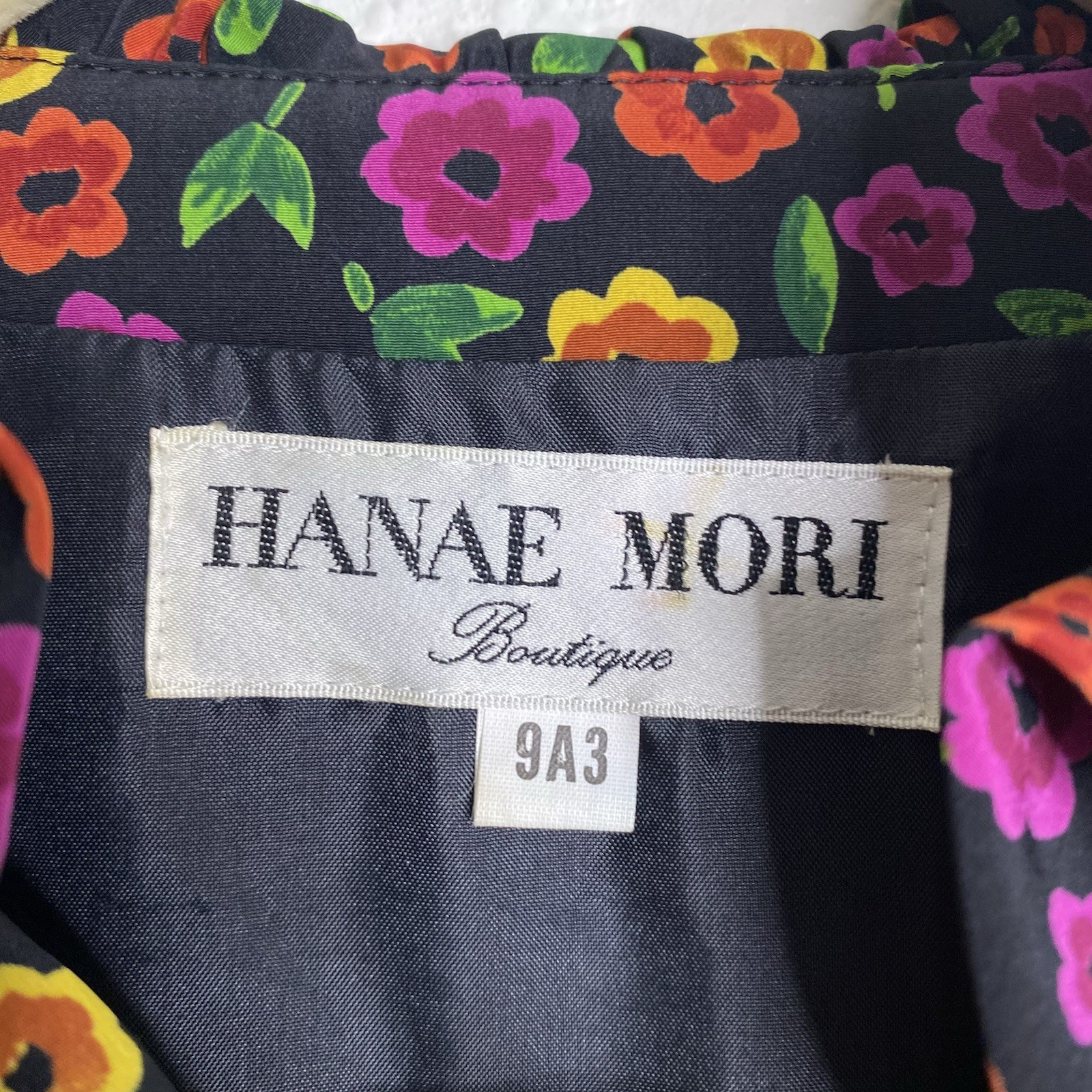 Vintage Hanae Mori Boutique Dress Silk Floral Size 4