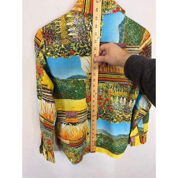 Vintage Western Prairies Mountain Button Down Shirt Disco Retro 70s Women M