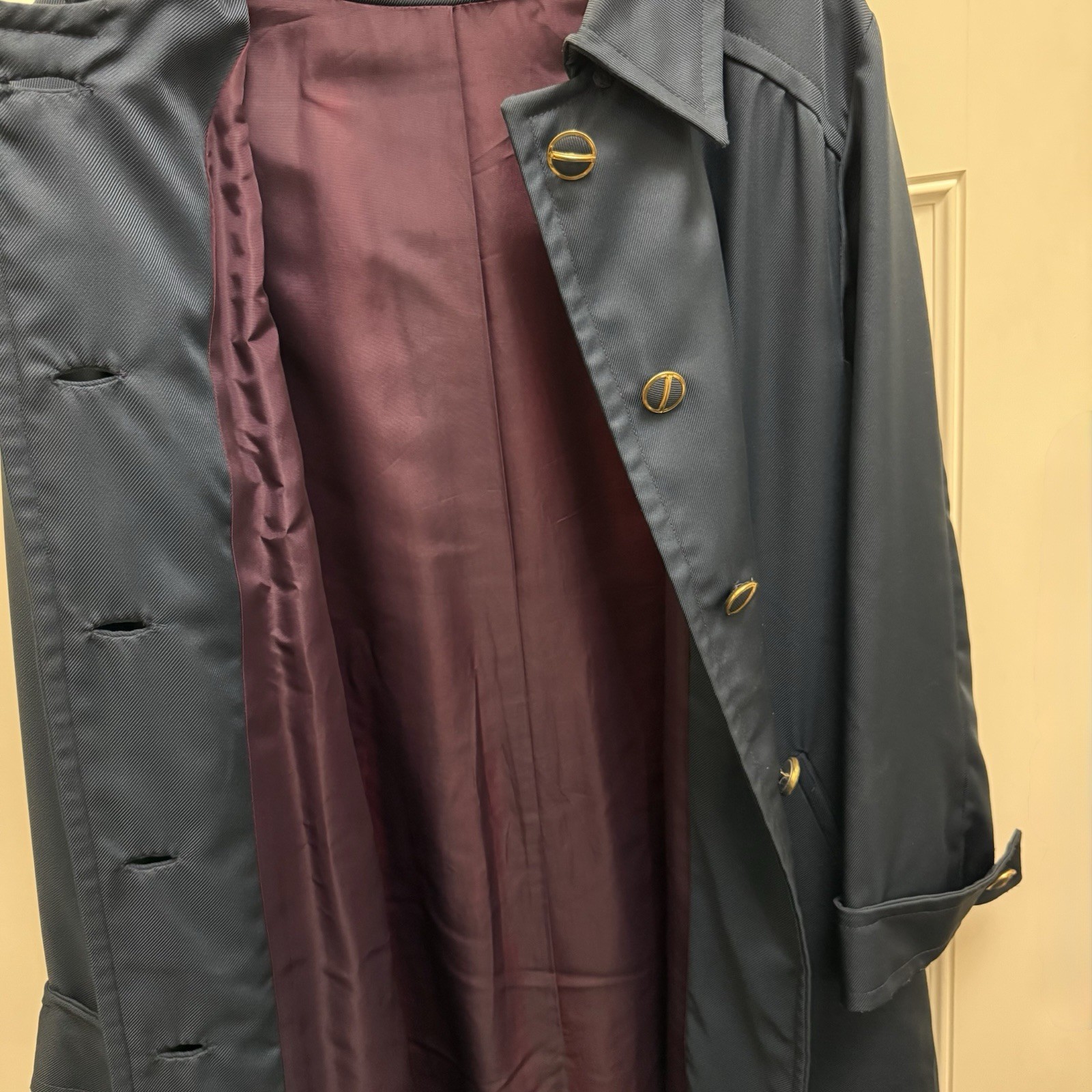 Vintage 70’s Count Romi Slate Blue Belted Trench Coat Size 18