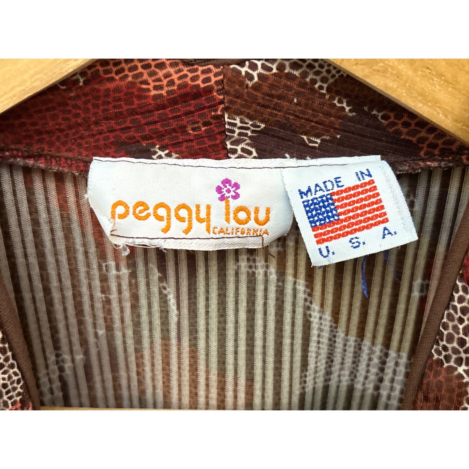 Vintage Peggy Lou California Blouse Floral Plisse Boho Retro Textured Autumnal