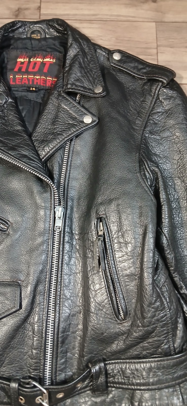 HOT LEATHERS – Women’s Biker Motorcycle Jacket Sz 14 Harley-Davidson Wolf – VTG