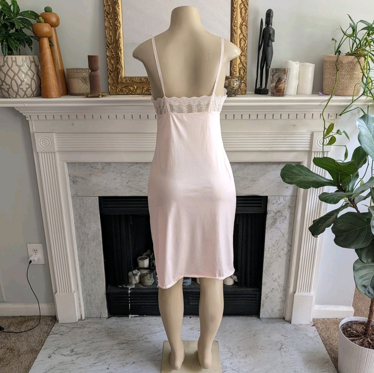 Vintage 80s Vassarette Blush Pink Full Slip Size S Romantic Lace Trim Soft Girl