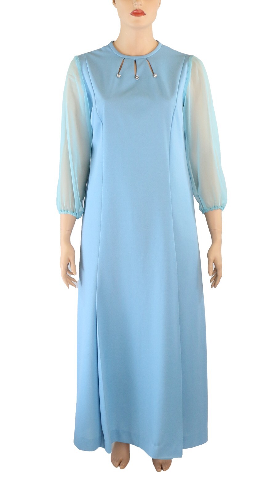 Tribute Dress Vintage 1960s 70s Blue Maxi Bridesmaid Prom Party Dress size 22