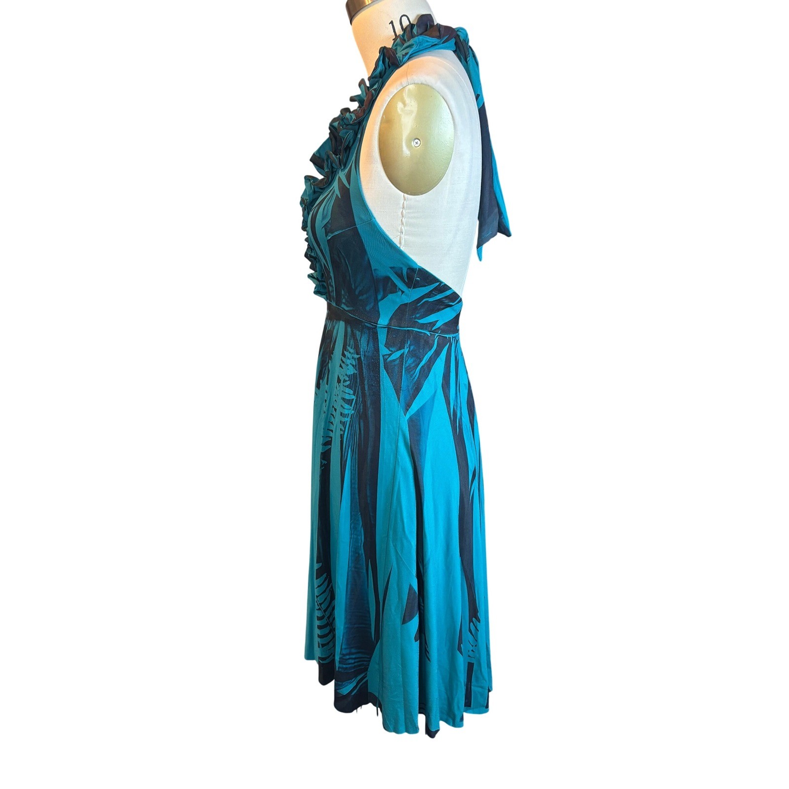 Y2K Ruffle GUESS by Marciano Halter Dress Handkerchief Hem Small Teal Vintage