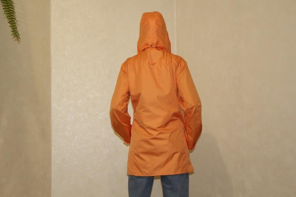 Vintage orange windbreaker, water resistant jacket coat jacket with hood, Size S