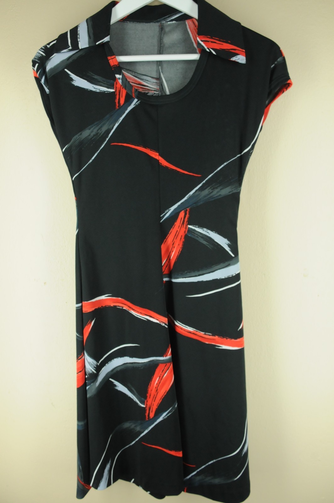 Vintage Women’s Black Red & Gray Sheath 80’s Dress S/M Small Medium