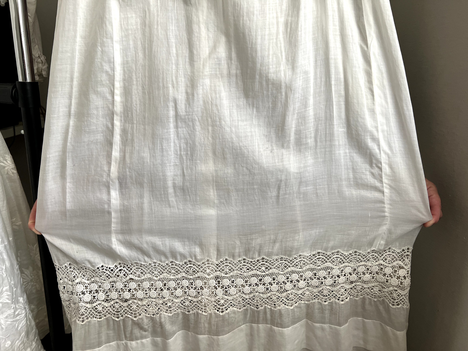 Antique Edwardian Irish Lace Pintucking Cotton Lawn Lingerie Tea Summer Dress