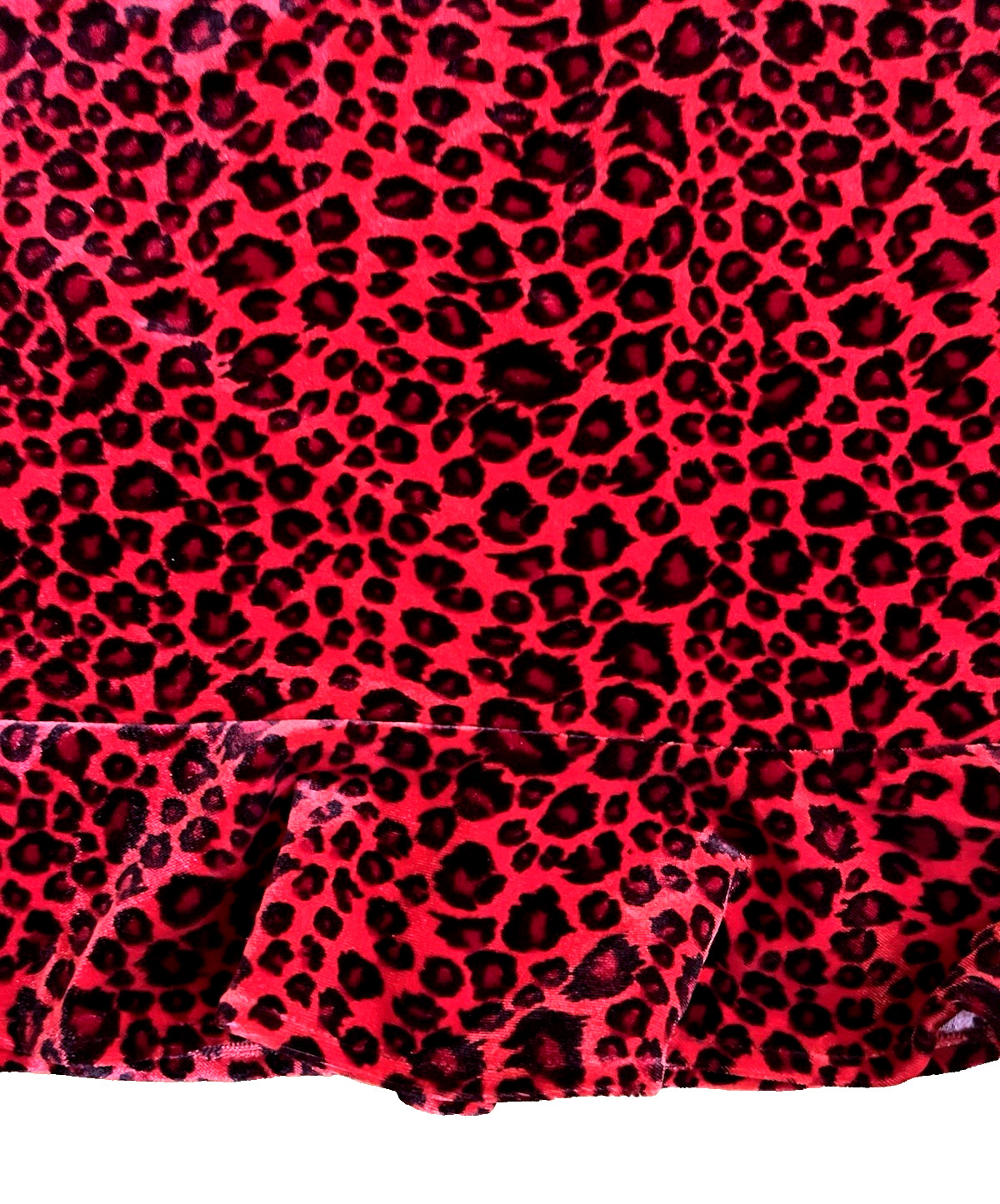 Vintage 90s Sans Souci Leopard Red Velvet Skirt M Goth Punk Ruffle Hem Stretch