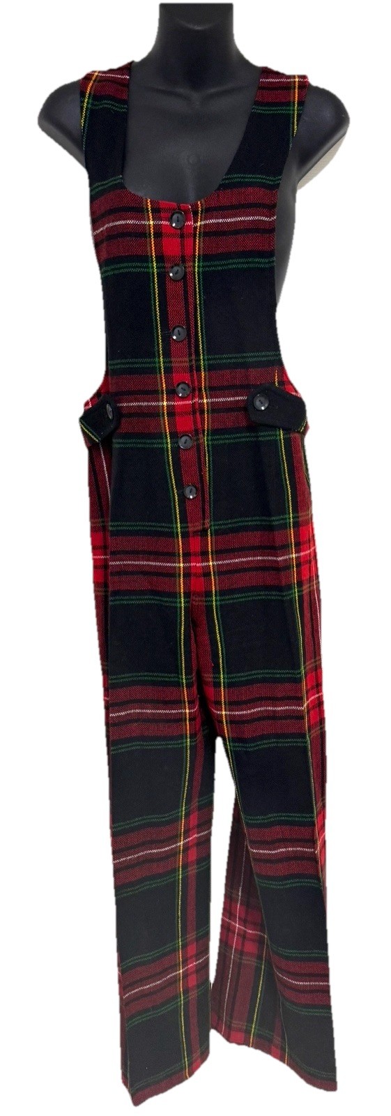 Vintage Union Made 60s 70s Four Corners Tartan Plaid Wool Jumpsuit Romper 11 12