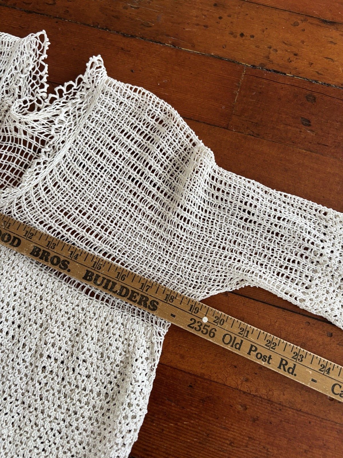 Antique Edwardian 1910s 1920s Ecru Rayon Crochet Knit Top/Sweater Ruffle Edging