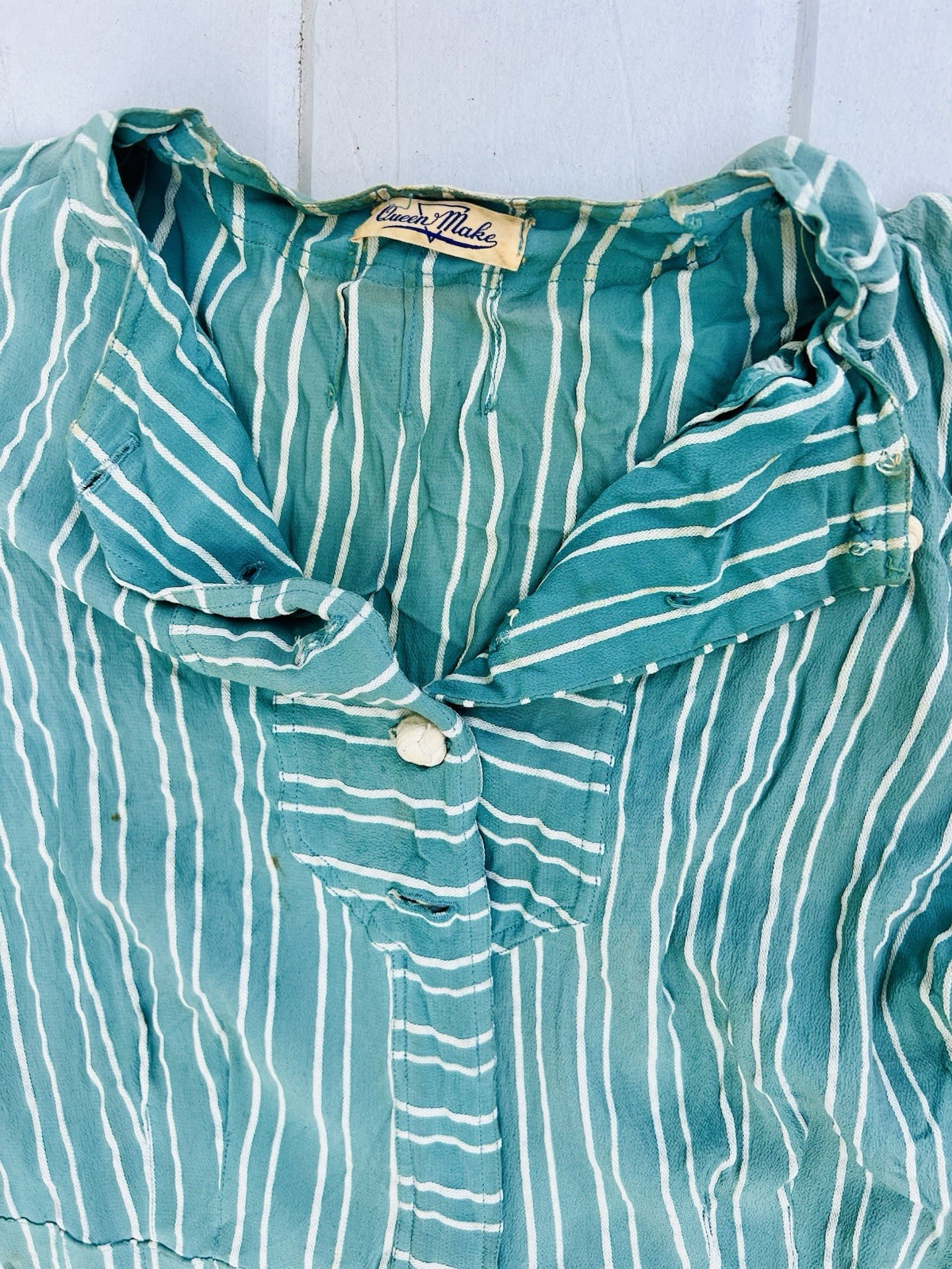 Vintage “Queen Make” Striped 1950s Tea Length Shirt Dress – RARE