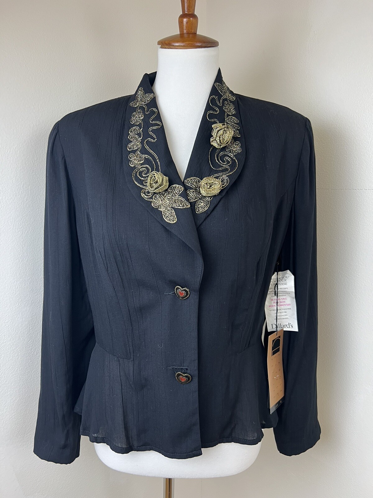 Vtg 90s Carole Little Blazer Jacket Sz 12 Hearts Roses Paris Love New Old Stock