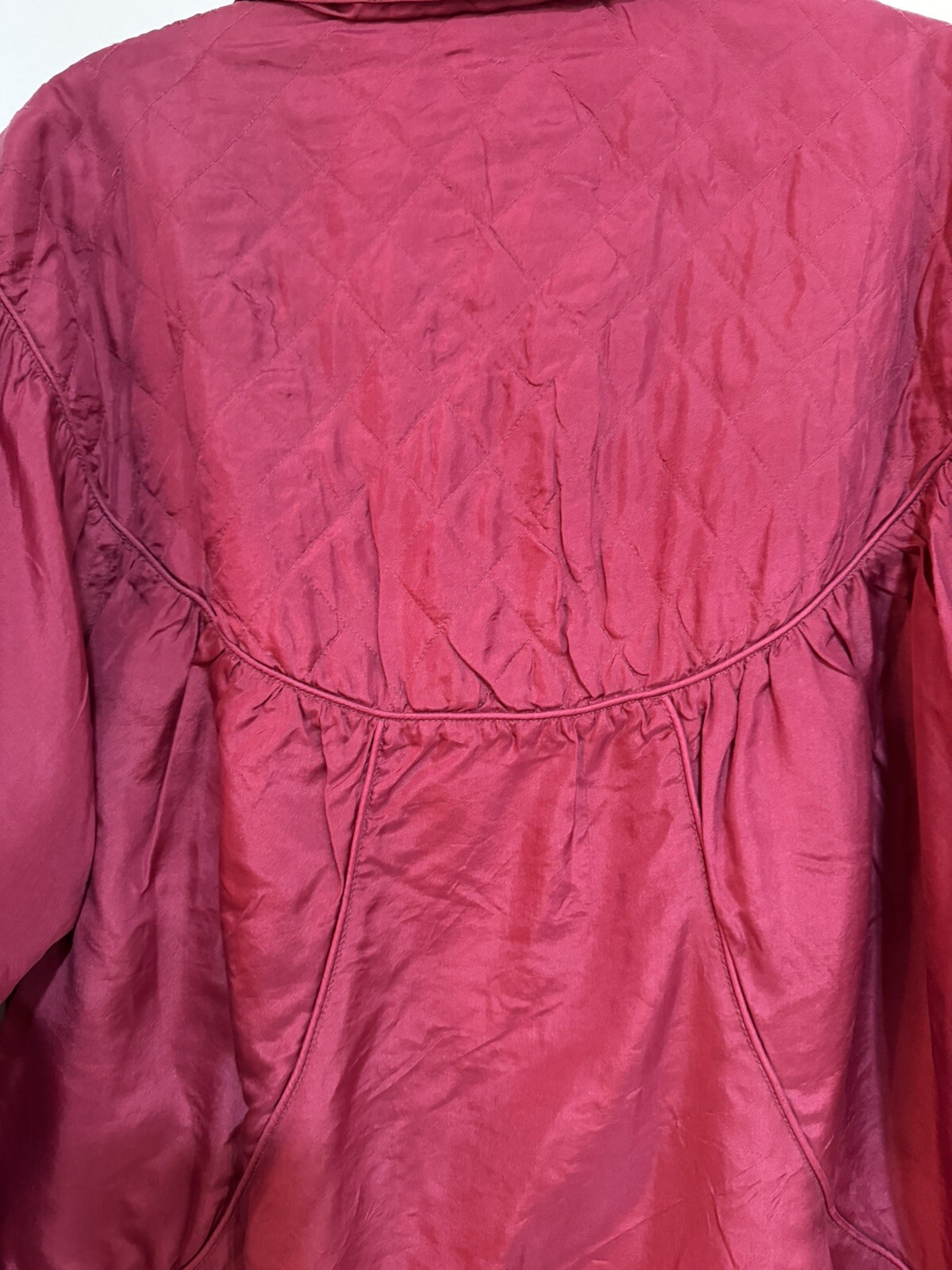 VINTAGE FUCHSIA 100% SILK WINDBREAKER JACKET LAURA KATHERINE SIZE S Oversized