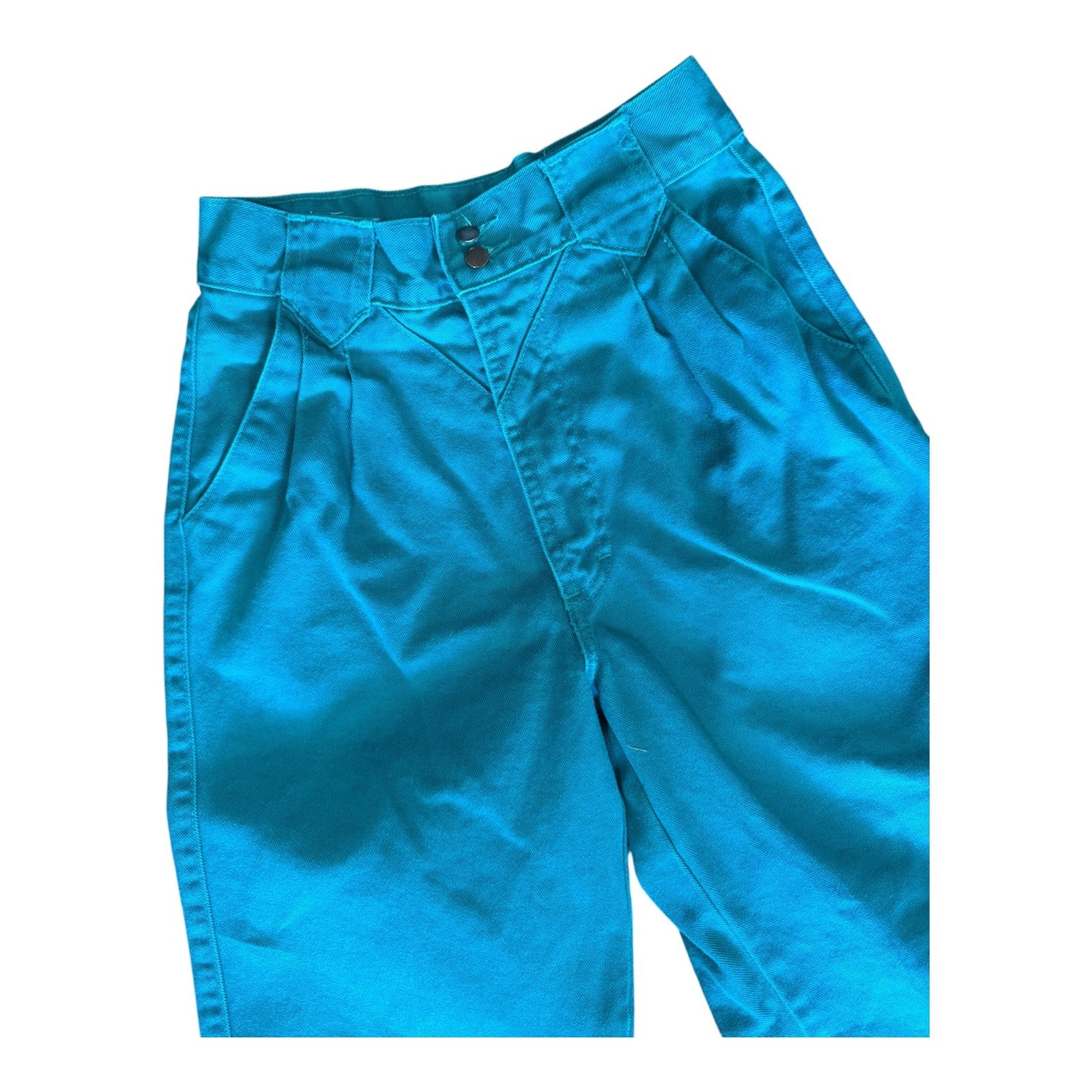 Vintage Rocky Mountain Teal High Waisted Western Pleated Tapered Jeans 24 Waist