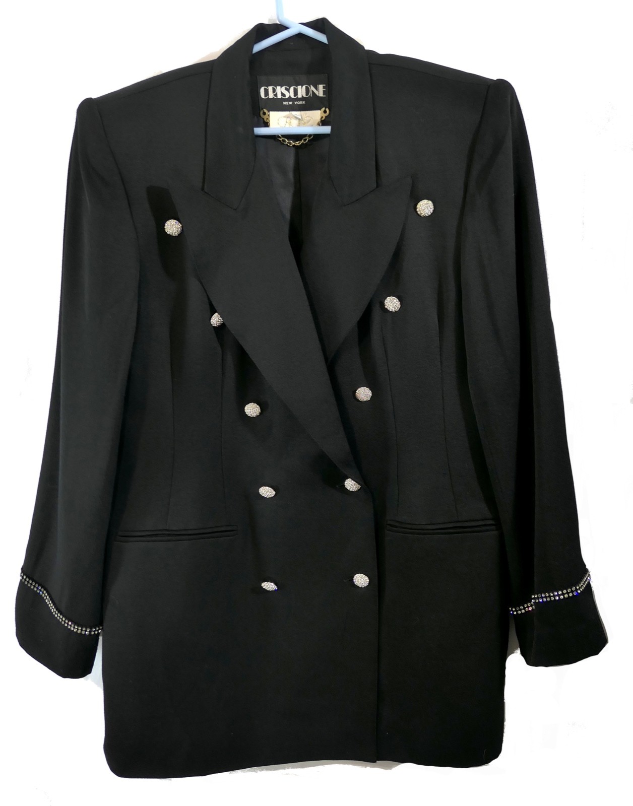 Vintage 80s 90s Criscione NY Cache Rhinestone Blazer Jacket XL