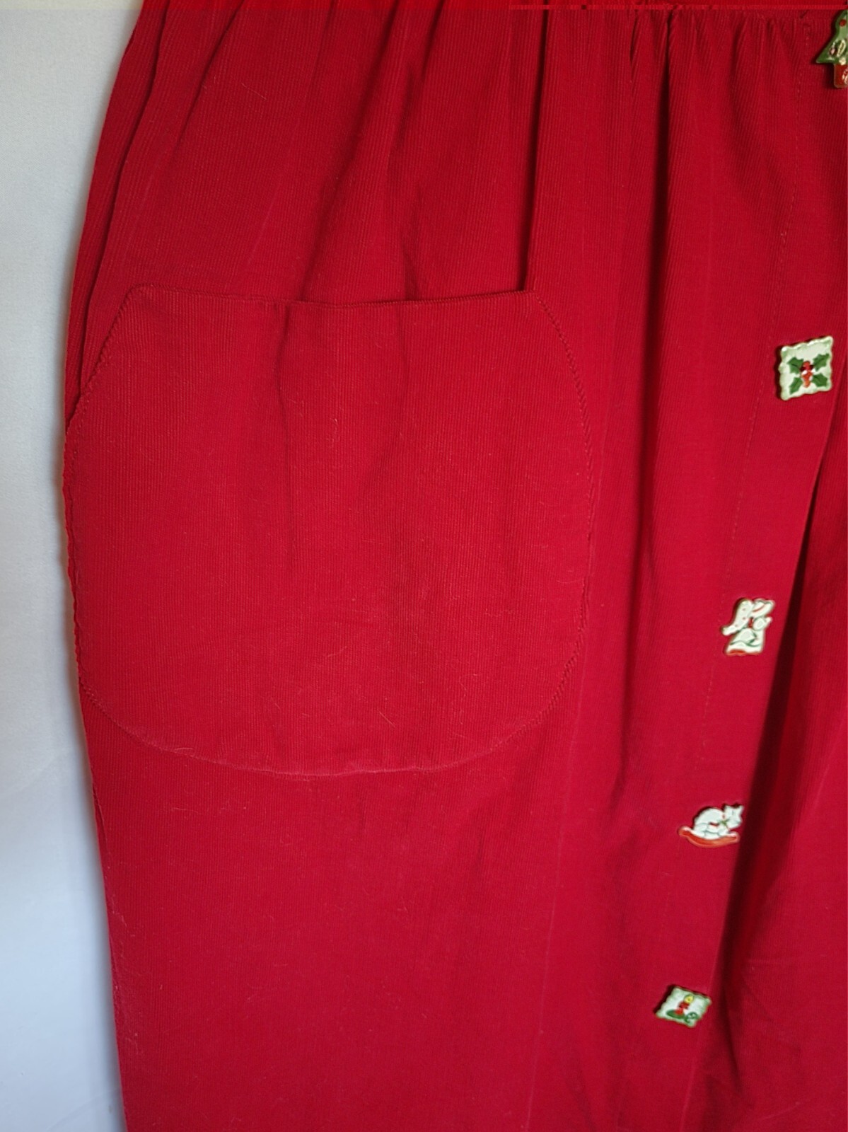 Vintage Dogwood Lane Dress Womens Size Large Christmas Mrs Claus Corduroy Red