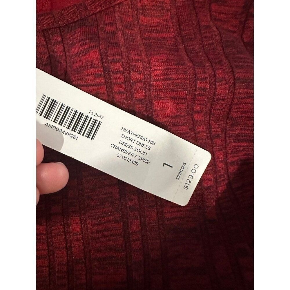 Chicos Dress Ribbed Red Brand New Long Sleeve Modest New NWT Size 1 Women’s A9