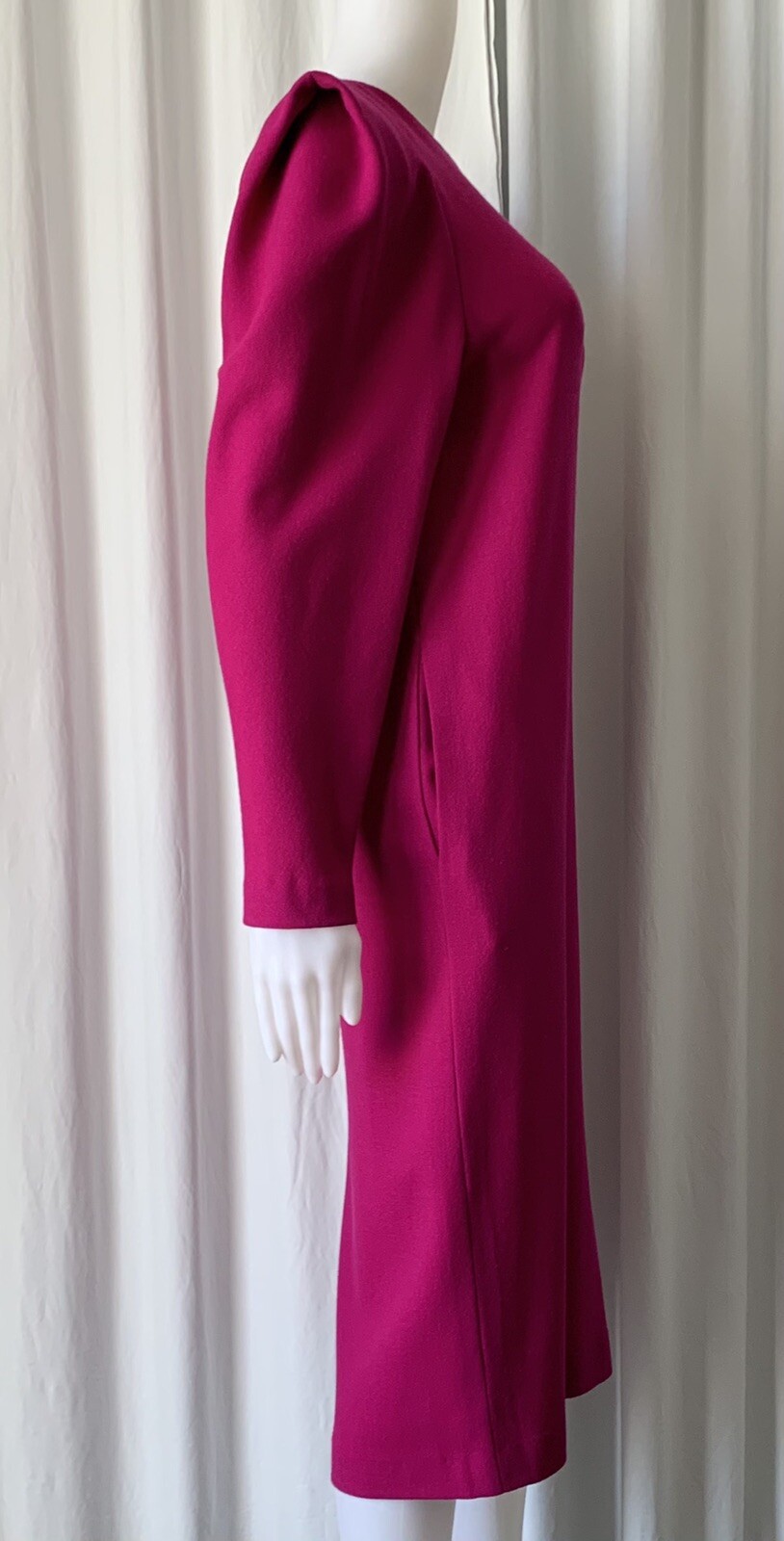 Vintage 80s Bill Blass Collection III Fuchsia Futuristic Crepe Dress 10