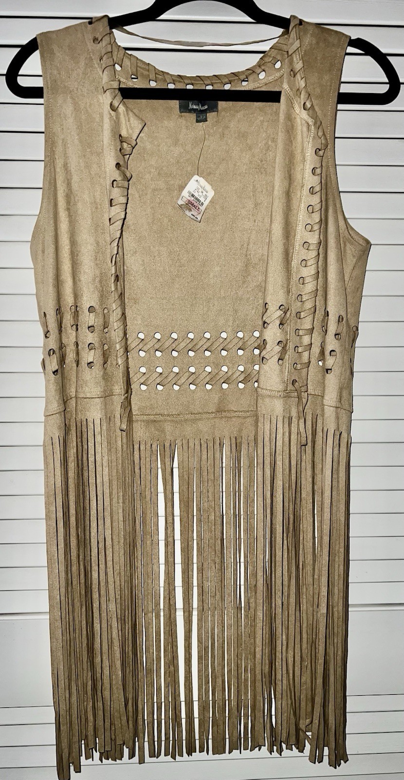 Neiman Marcus Vintage Women’s Fringe Suede Vest Size Small Coachella Boho