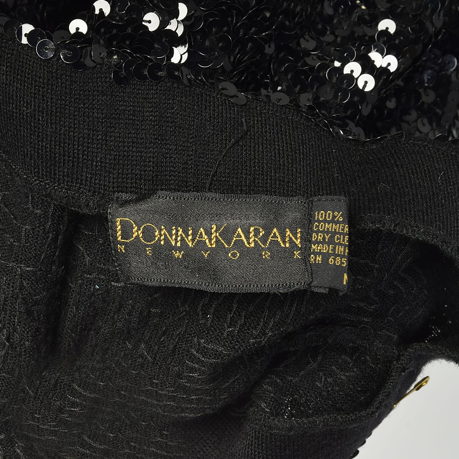 S-M 2000s Donna Karan Skirt Black Knit Wool Bodycon Knee Length Formal Elegant