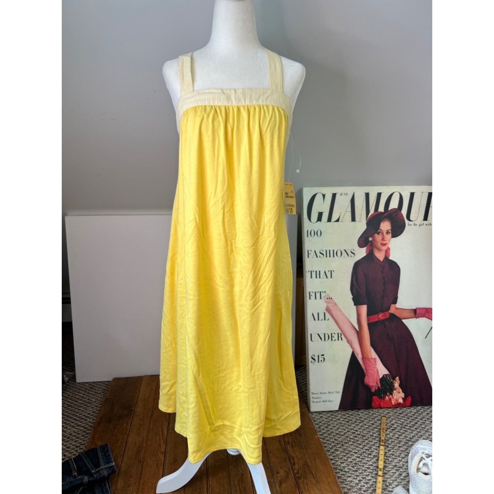 Vintage 1980s Yellow Summer Dress or swim cover – Classic Easy Fit size sm NWT