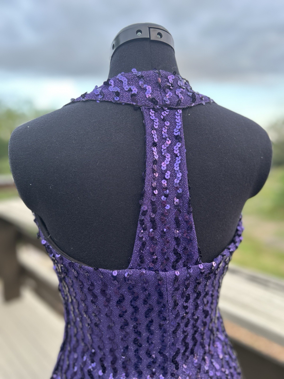 Vtg Purple Sequin Mini Dress Halter Top 90s 80s Glam Union Made Michelle Vincent