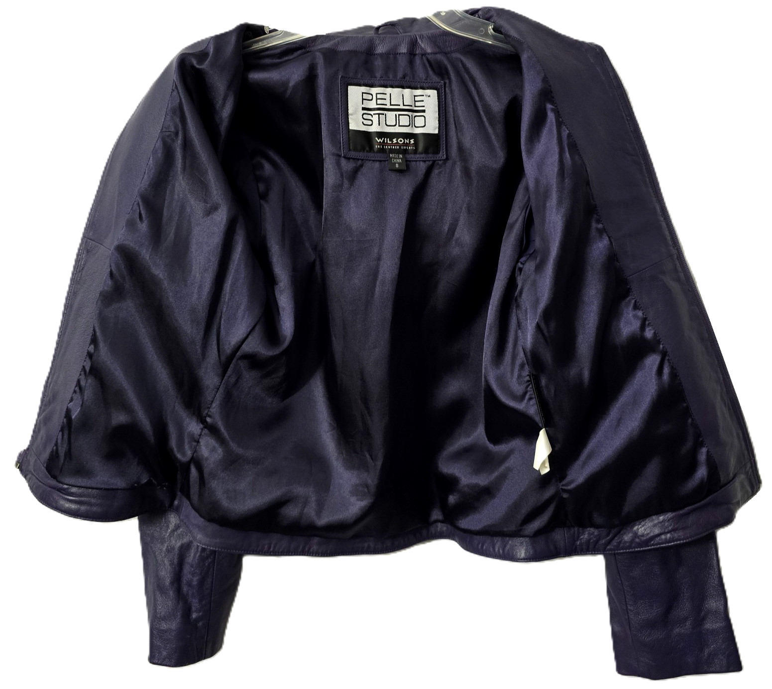 Vintage Wilsons Leather Moto Jacket S Women PURPLE Coat Blazer Pelle Studio 90s