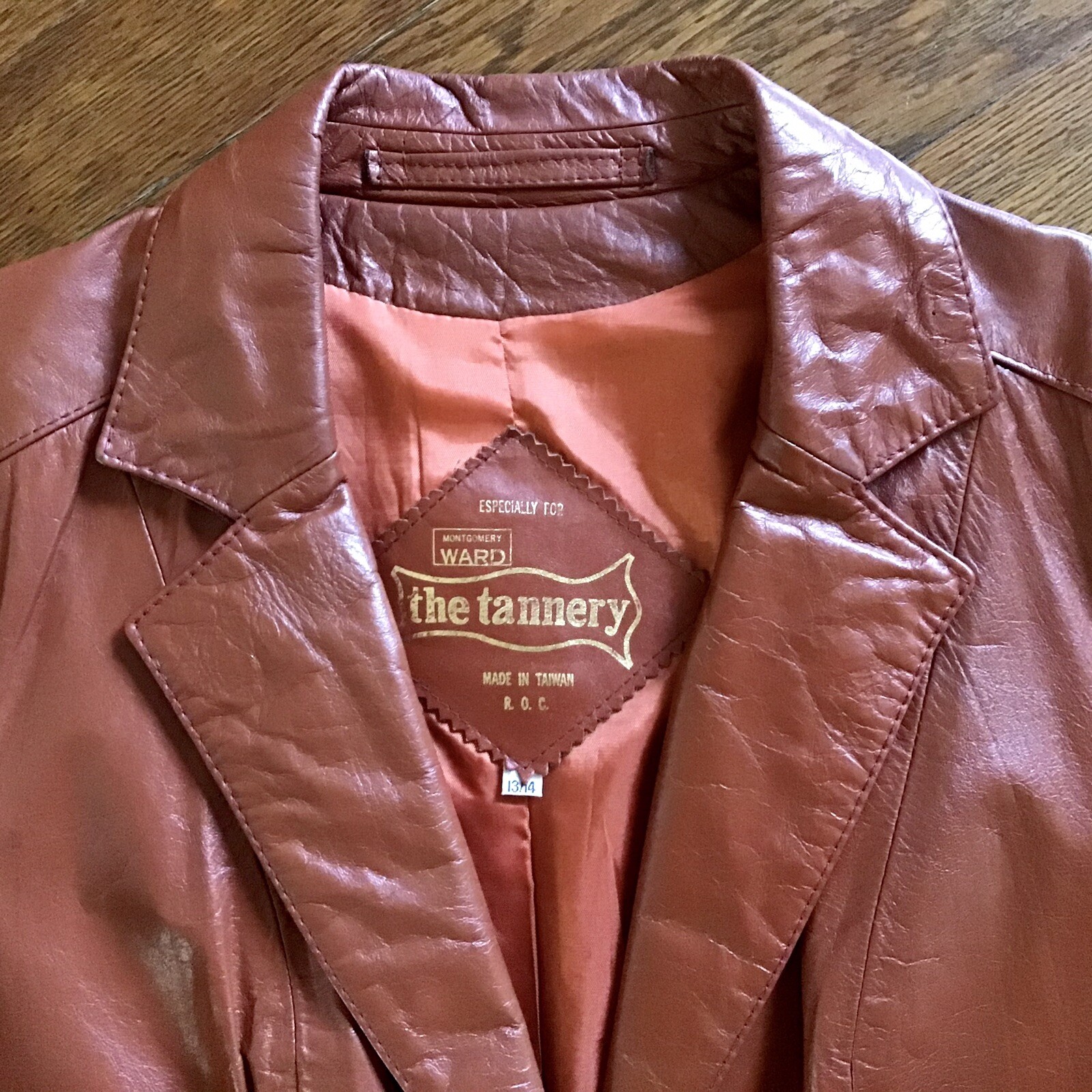 Vintage Montgomery Ward The Tannery Leather Jacket Blazer Lined 13/14 US M/L