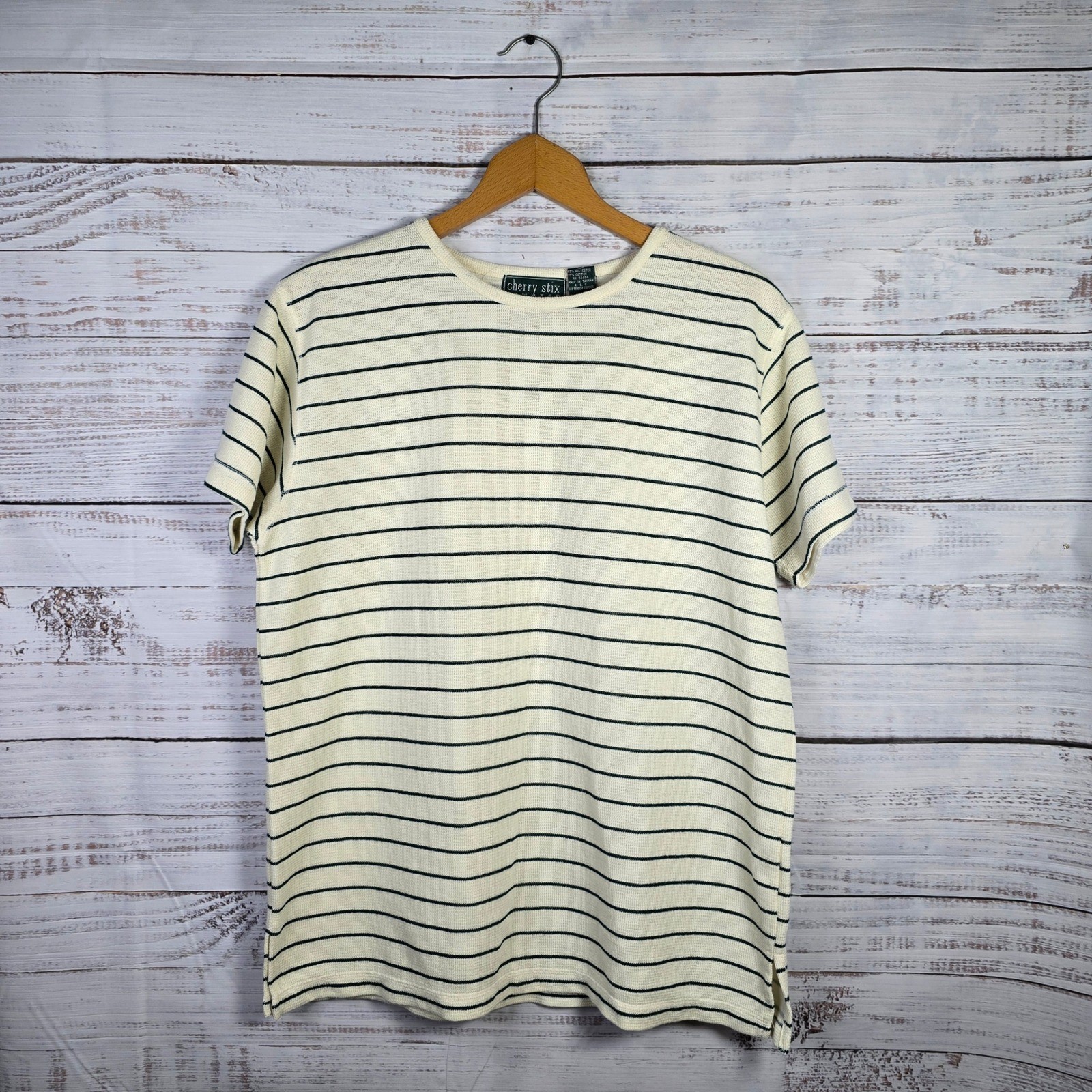 Cherry Stix Striped Knit Tee Size Medium Vintage 90s Minimalist Grunge
