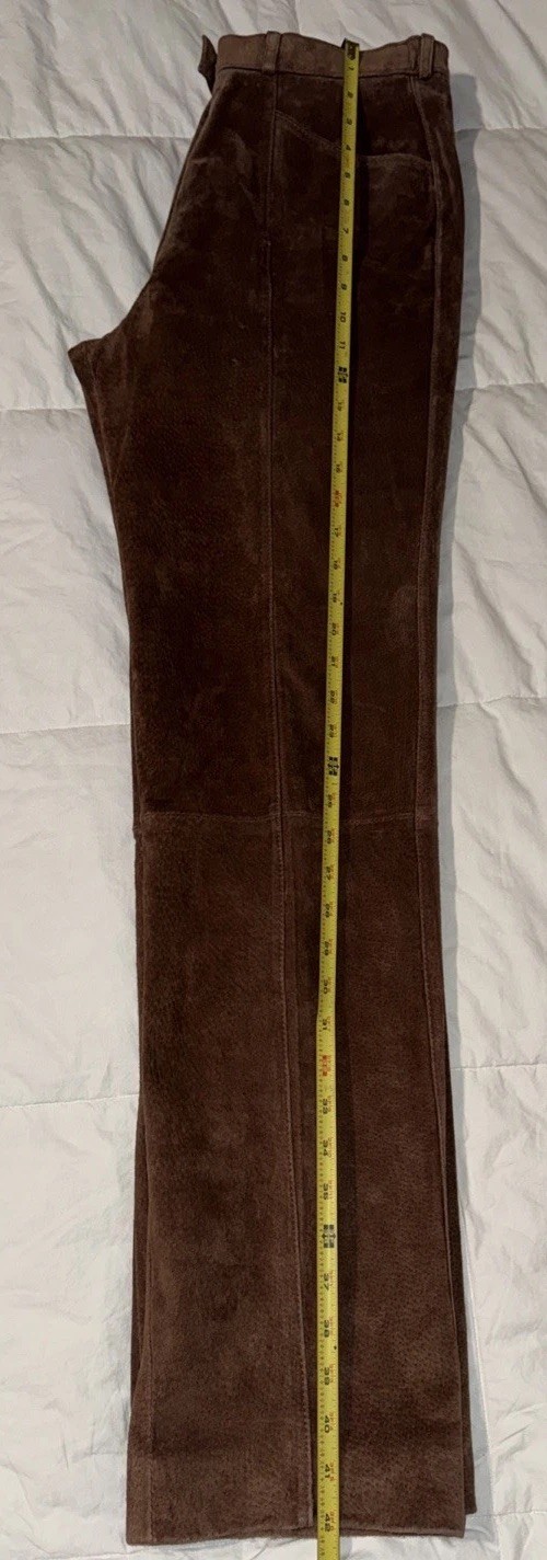 VTG Suede Leather Pants Women’s Brown High Rise Straight Leg Rodeo Sz M 10 *READ