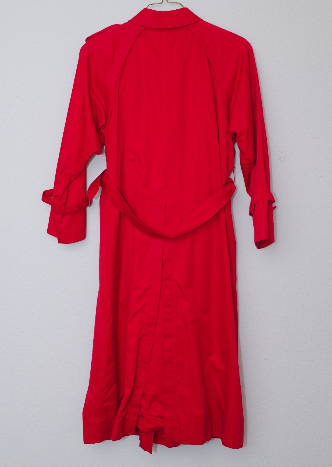 Vintage Burberrys Red Trench Coat Made England Removable Wool Liner Size 14
