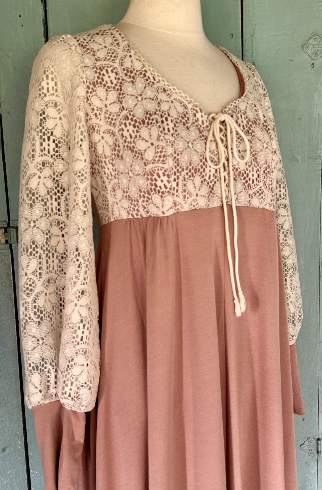 VTG 70’s Rags by Kressandra Boho Chic Festival Cottagecore Maxi Empire Dress S