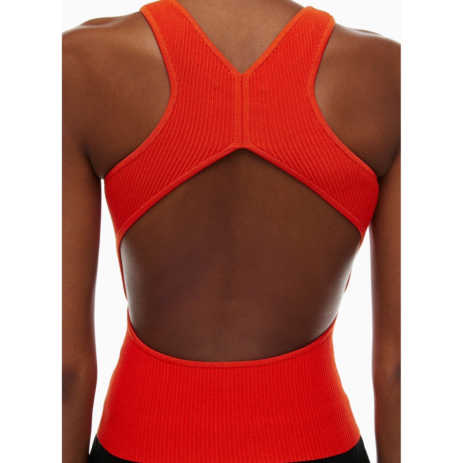 Aritzia Babaton Sculpt Knit Event Top Hot Cheeky Orange Open Back Size S