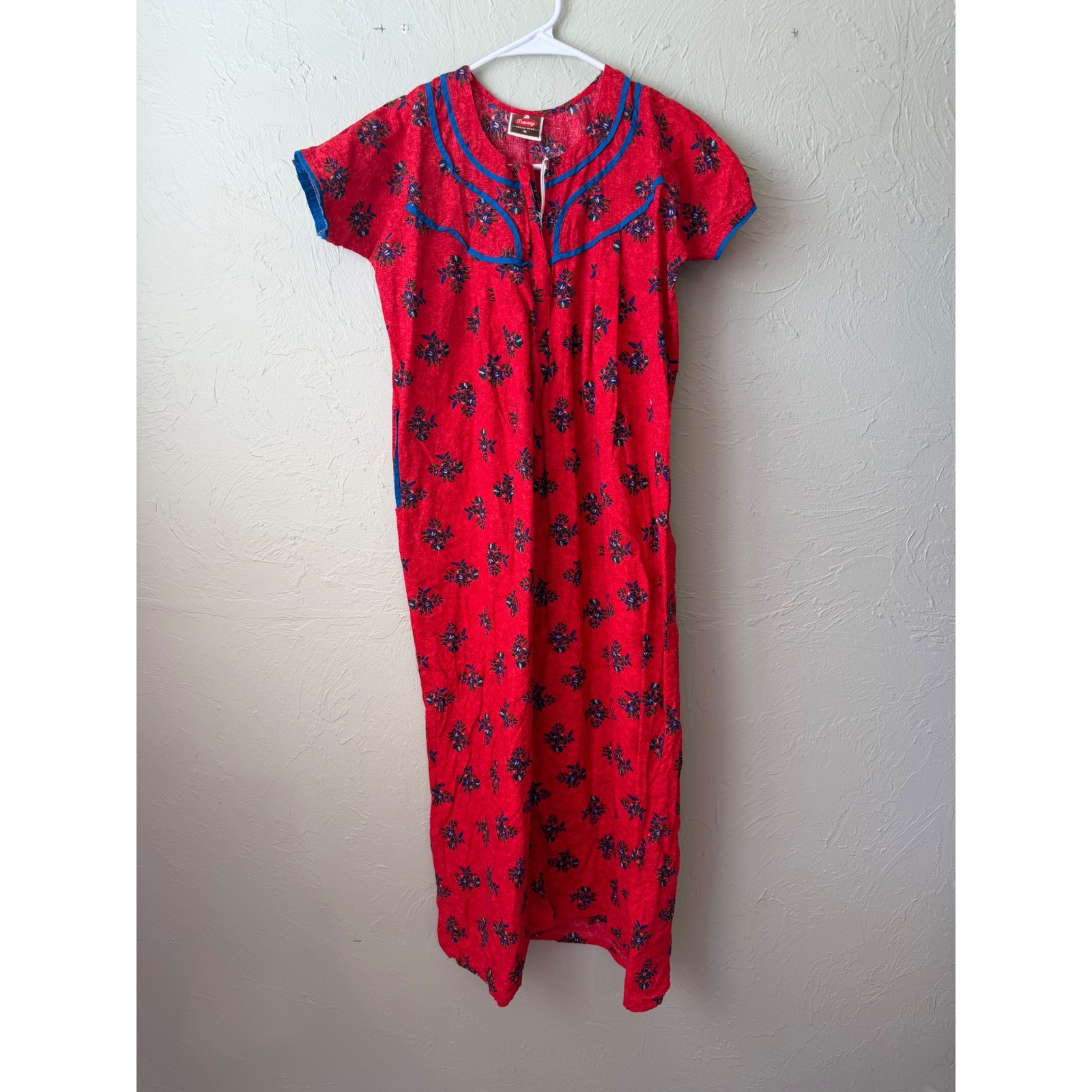 Pommys Dream Wear Vintage Nightgown Set 2 Red Floral Pink Geometric Maxi M