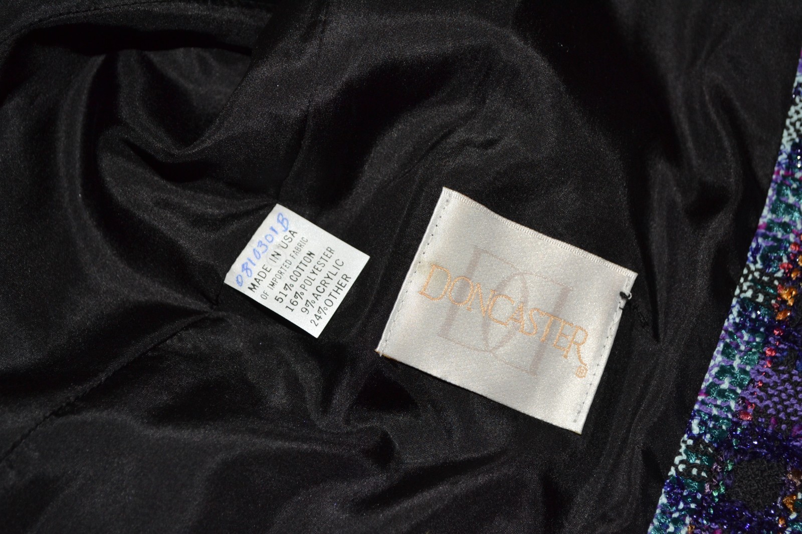 VTG Doncaster Tweed Skirt Suit Set 12 14 Faux Leather Trim Quiet Luxury NWT