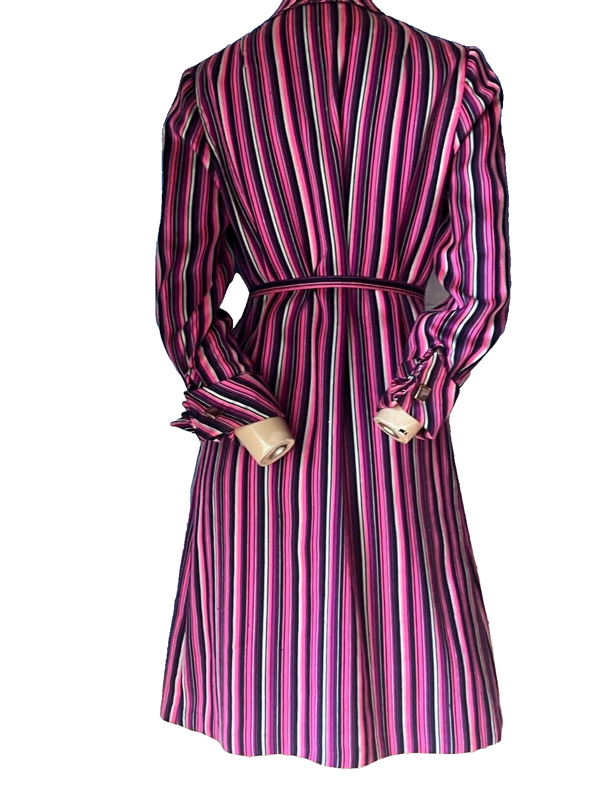 Vintage 50s shift dress shirt dress pink black wool silk belt 38 40
