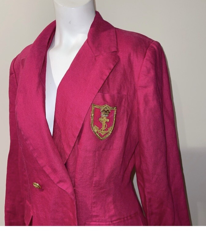 Vintage Stanley blacker linen blazer Gold Embroidery