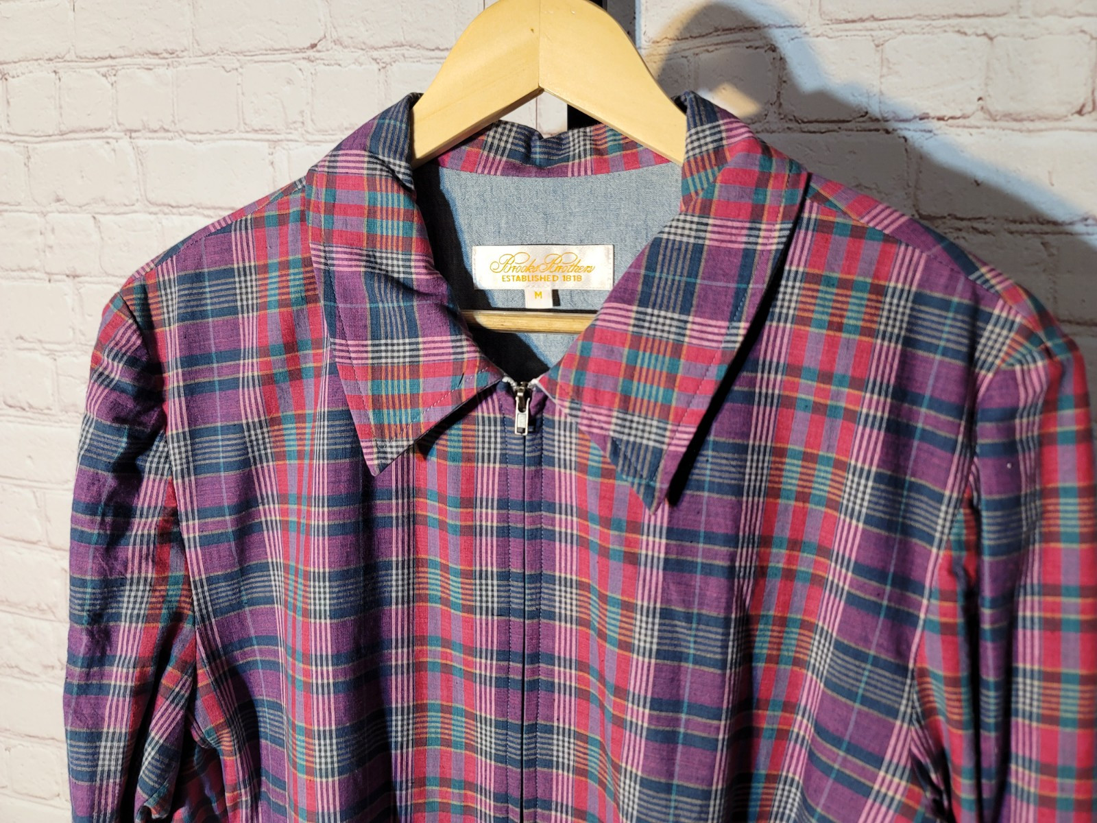 Vintage 80s Brooks Brothers Women’s Multicolor Plaid Madras Jacket Hand Woven