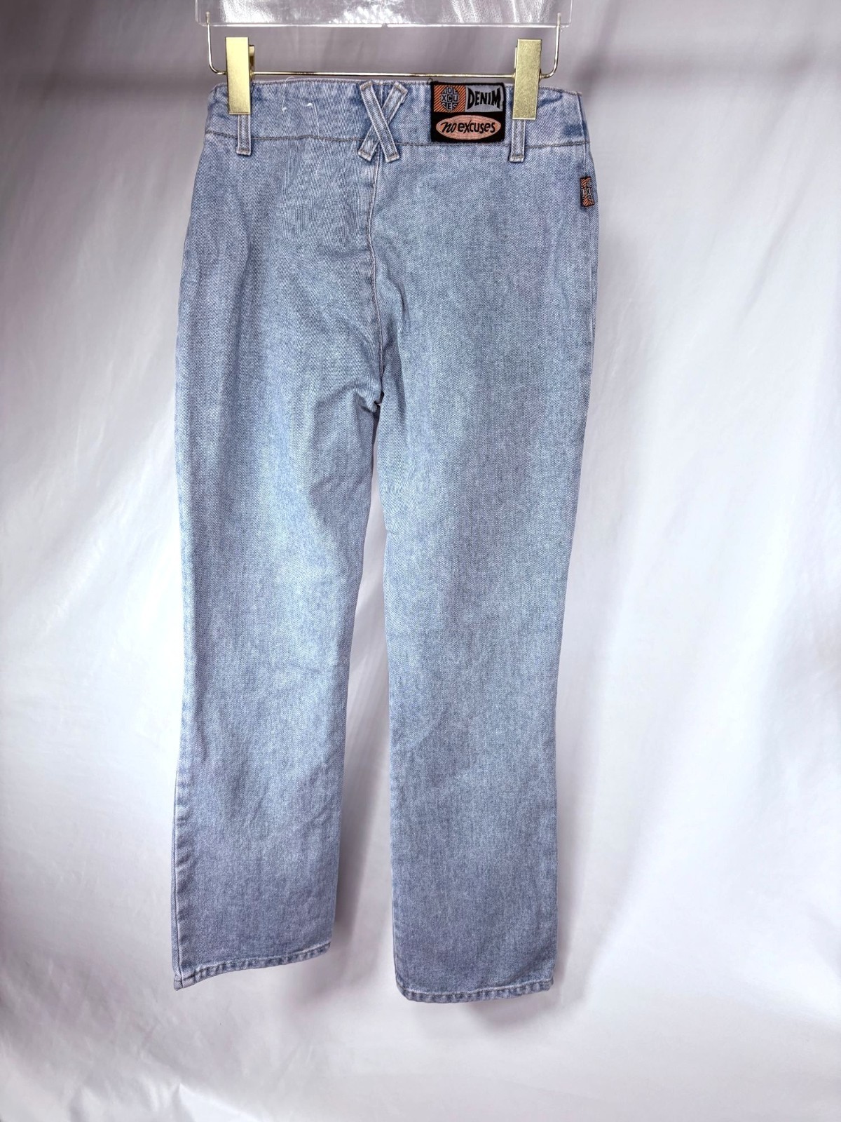 Vintage No Excuse Y2K Women’s Light Wash No Pocket O Ring Zipper Denim Jeans 30″
